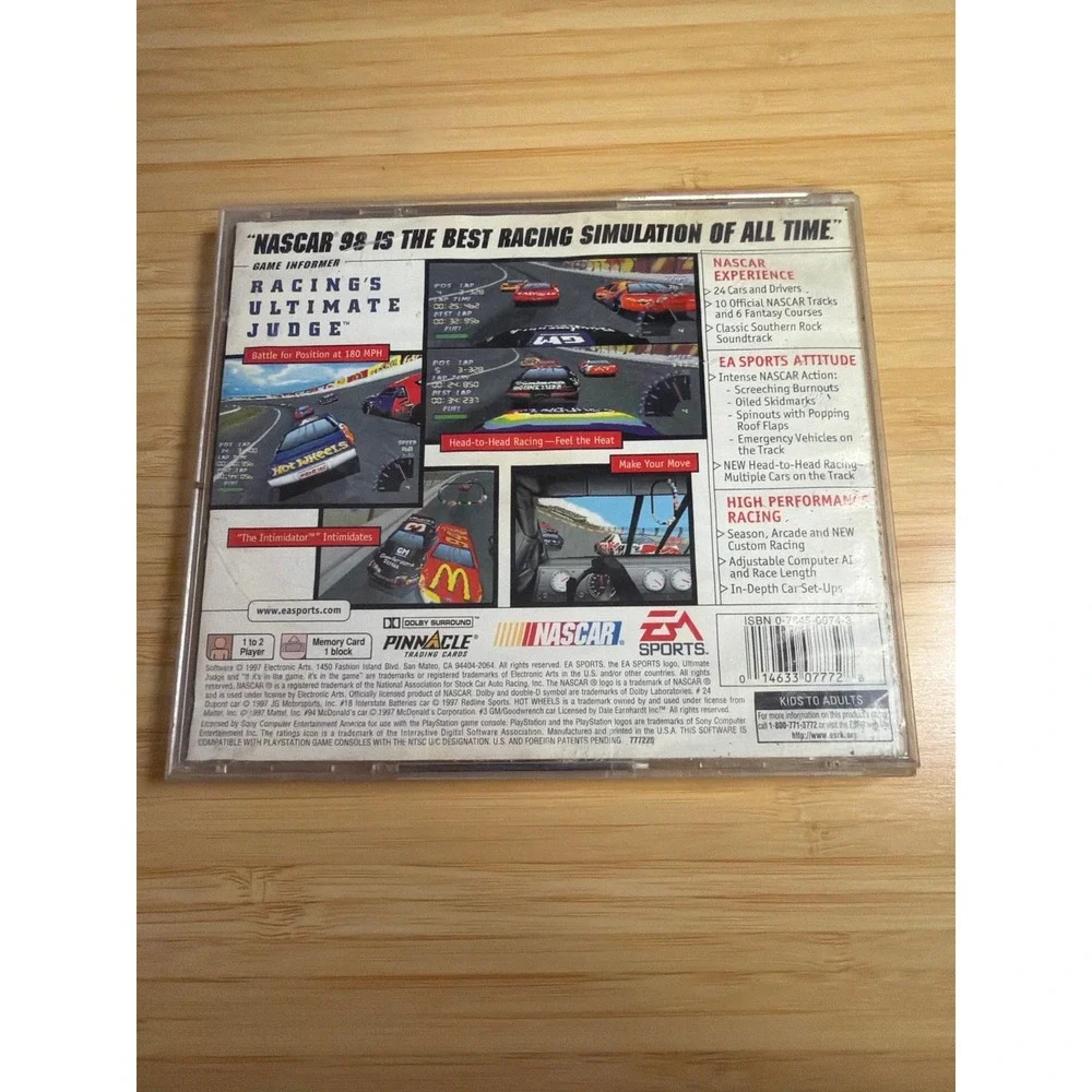NASCAR 98‎ PS1 PlayStation Game No Manual Untested Cracked Case